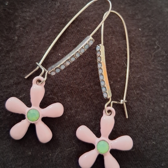 Betsey Johnson Pink and Blue Flower Earrings - Picture 2 of 2